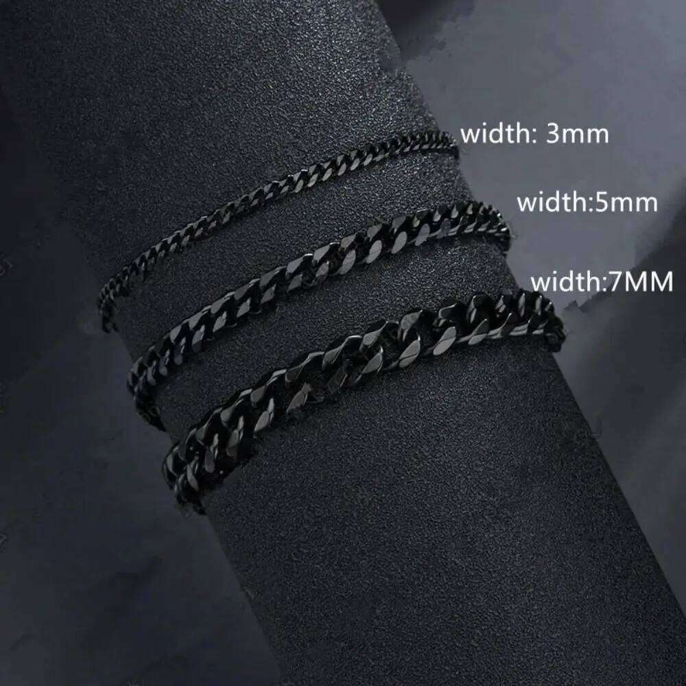 3 5 7mm Width New Trendy Cuban Classic Stainless Steel Chain Bracelet For Men Women Jewelry Party Gift 25T1226