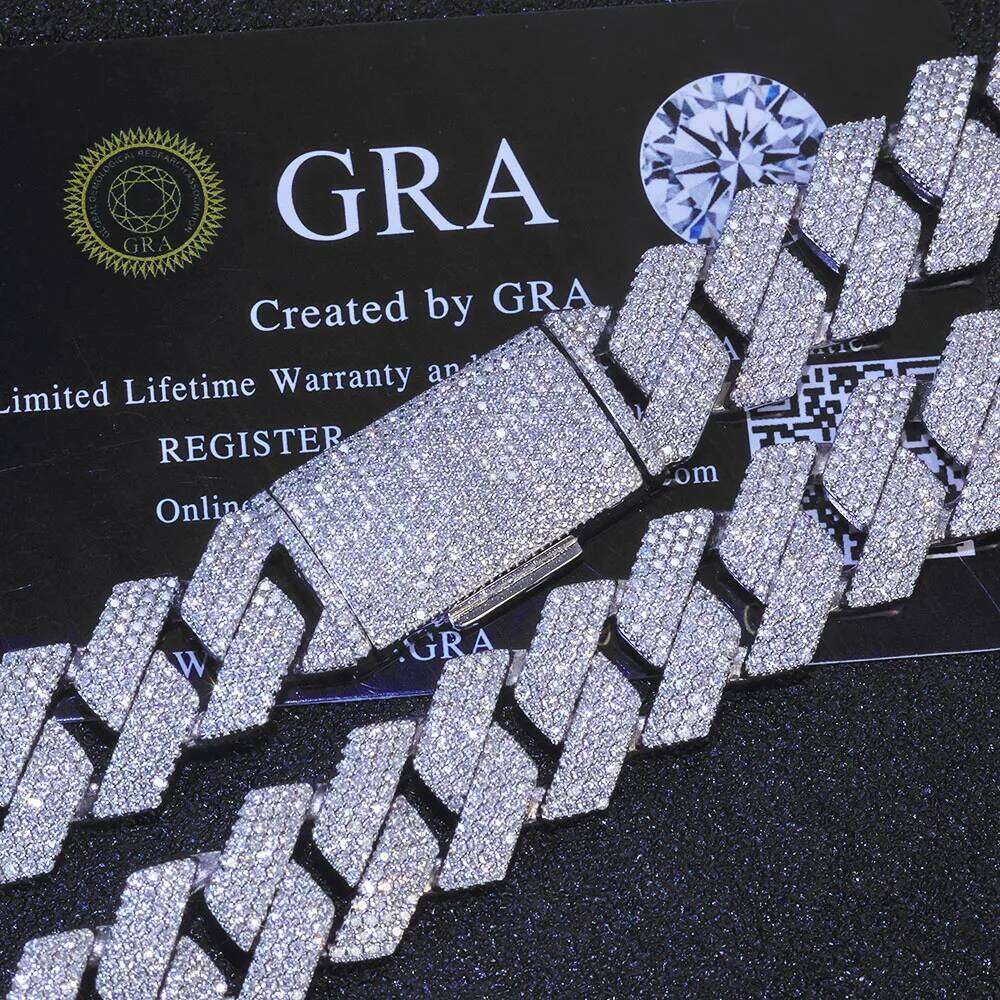 Hip Hop 15MM 4 Rows Jewelry 925 Silver Moissanite Chain Pass Diamond Test Prong VVS Cuban Bracelet