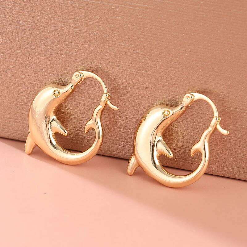 Fashion Cute Versatile Charming Sea Animal Small Dolphin Design Earrings Party Christmas Creative Birthday Valentine's Day Gift 25H1226
