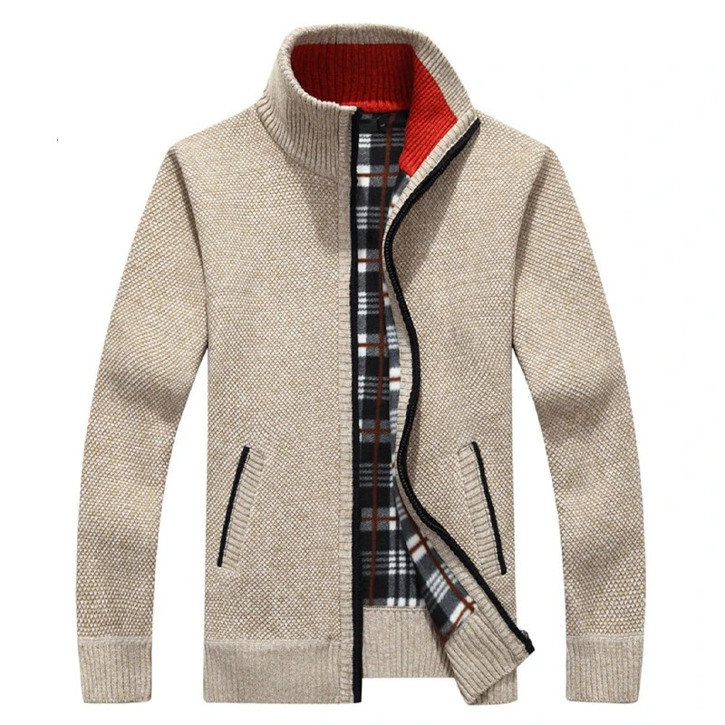 Men Plaid Cardigan Vneck Fleece Sweater Mens Autumn Clothing Classic Cardigans Jacket Button Knitting Outwear 251226