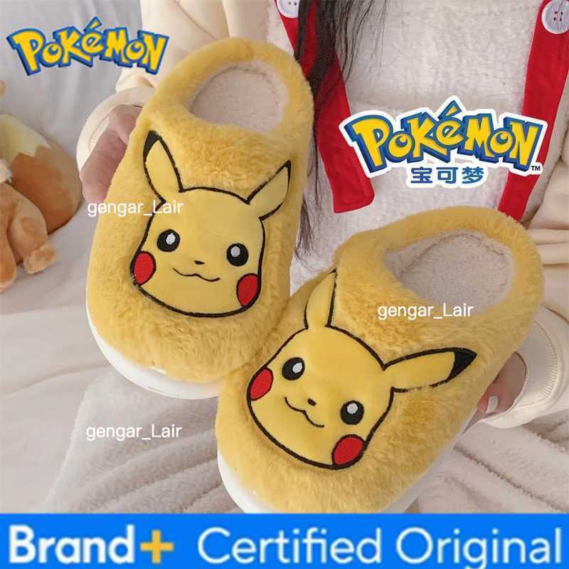 Pokemon Household warm non-slip cute cartoon furry shoes Pikachu Eevee Crayon Shin-chan winter cotton slippers for men and women W251226