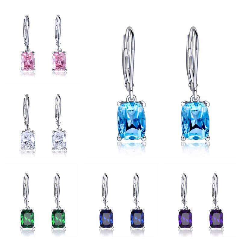 Huitan Luxury Solitaire Colored Cubic Zircon Drop Earrings for Women Simple Elegant Wedding Accessories Gift Hot Trendy Jewelry