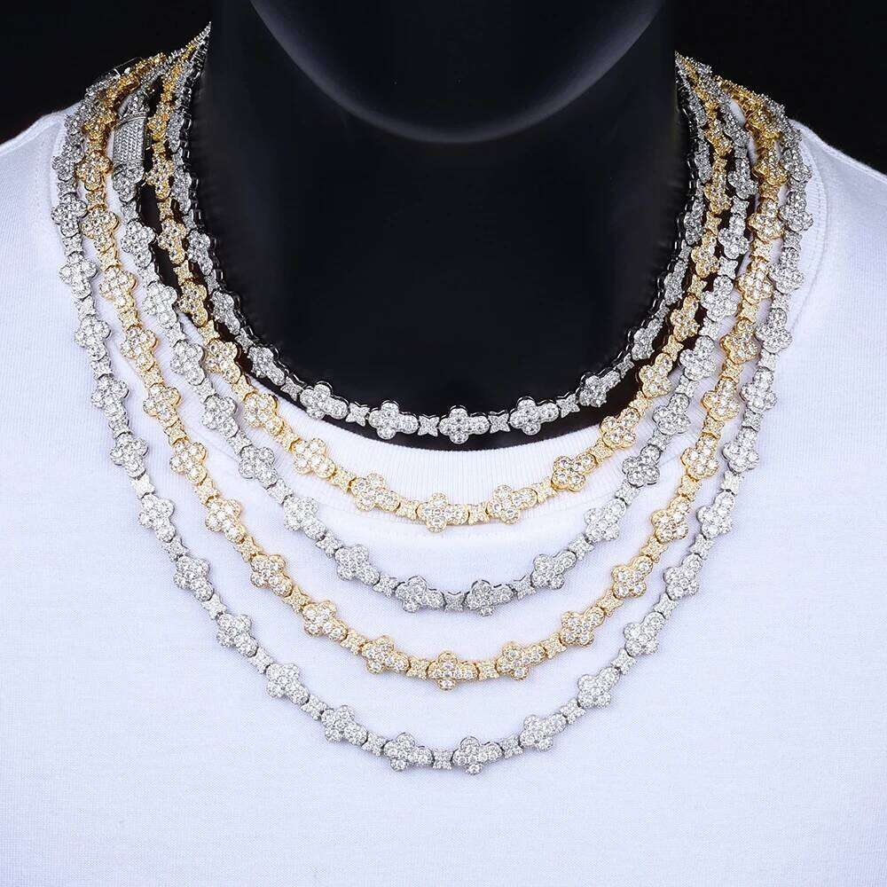 HipHop Iced Out Link Chain Jewelry New Style Shiny Diamond Women Full Pave Cubic Zirconia Cross star Choker Necklace