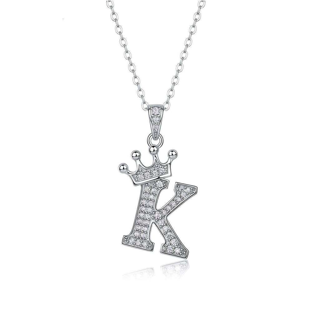 Moissanite Crown Alphabet S925 Silver 18k Gold Plated 26 Alphabets Pendant Necklace Homecoming & Graduation Gift 25N1226