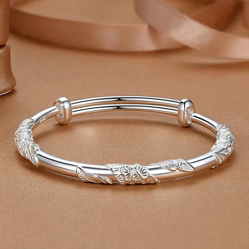 925 Sterling Silver Fullblown Flowers Bracelet For Women Original Light Texture Adjustable Solid Party Jewelry 251219
