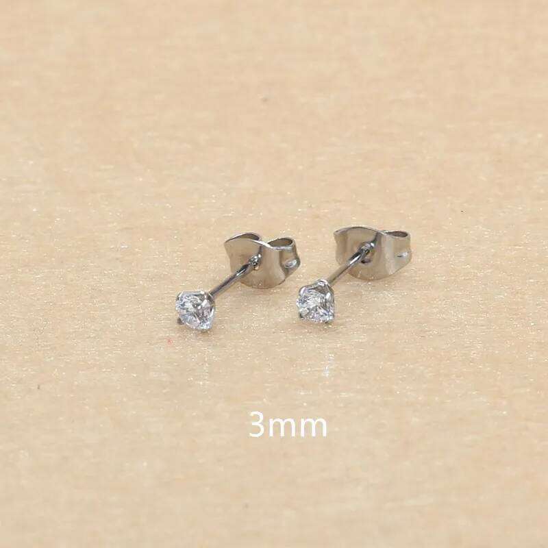 3mm AAA Round Colorful Zircons Red Stud Earrings With Stianless Steel Needle Brief Jewelry 20 Colors For Choose No Allergy 25H1226