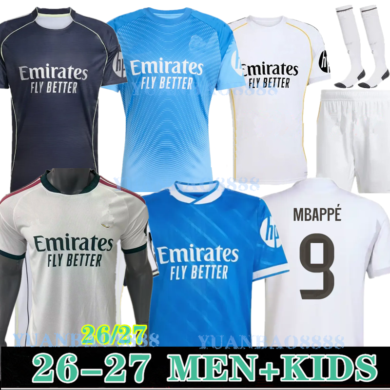Real MBAPPE MadridS Soccer Jersey Player Fans 2025 26 BELLINGHAM VINI JR Home Away MODRIC RODRYGO VALVERDE ENDRICK Men Kids Football Shirt Uniforms goalkeeper 8888