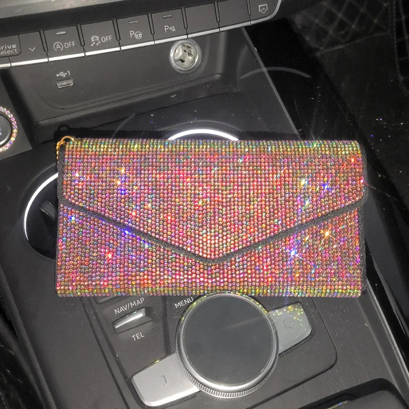 Bling Crystal Elegant Womens Wallets with Zipper Coin Credit Card Holder Ticket Bag Small Purses Woman Leather Wallet 251225