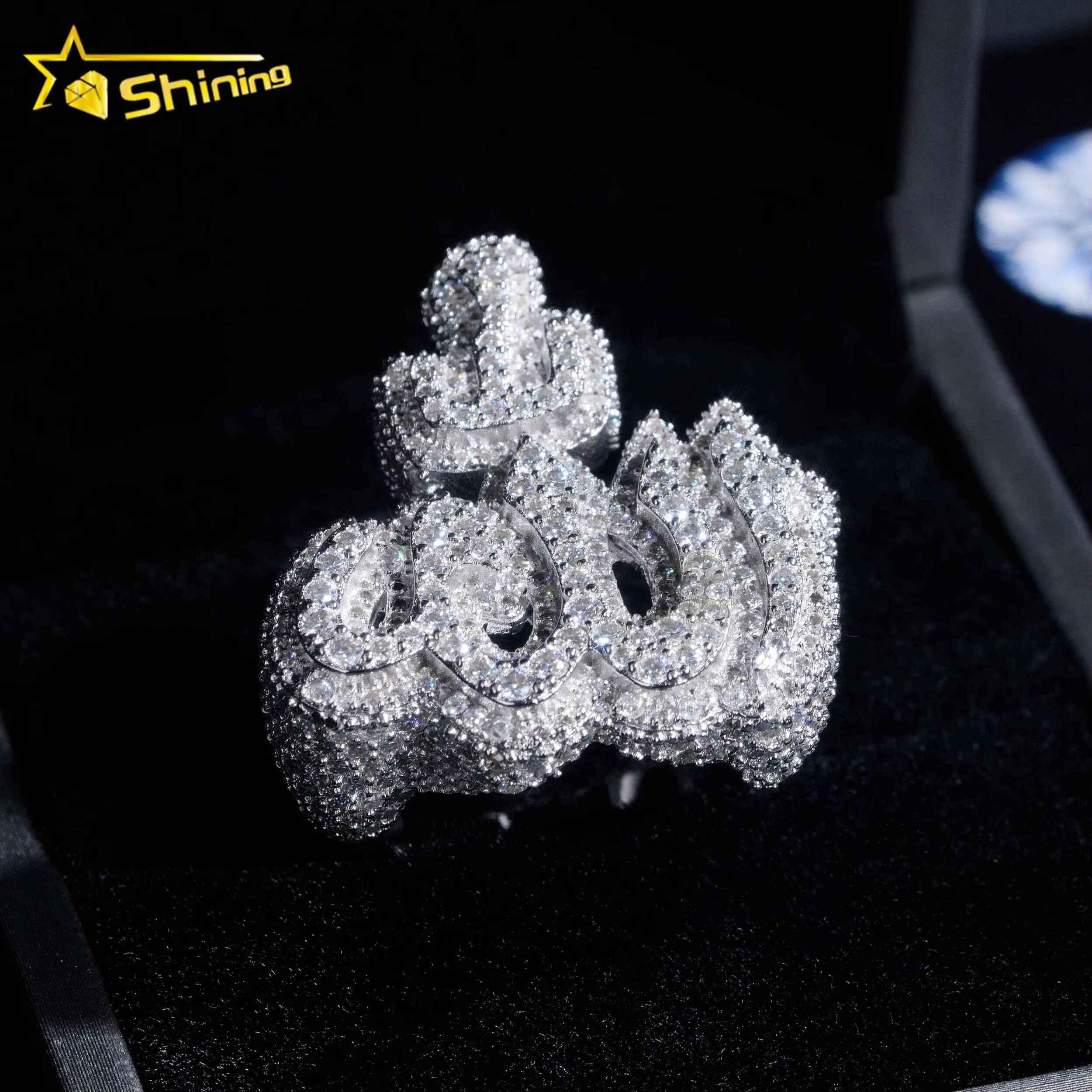 GRA Pass Diamond Tester 925 Sterling Silver Gold Plated Hip Hop Jewelry New Style VVS Diamond Moissanite Men Ring Allah