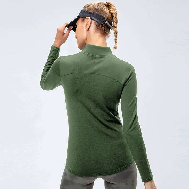 Yoga Tops Women Autumn Winter Long Sleeve Running Sports top Zipper collar Fitness Outdoor Hiking Bike Sport Shirt Plus velvet 25T1226