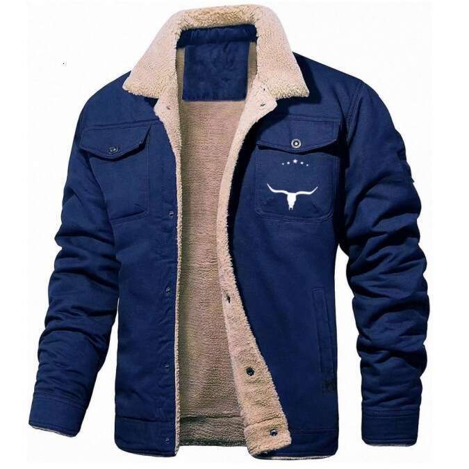 Cross-Border Autumn Winter New Youth Furry Workwear Casual Printed Jacket Men's Coat