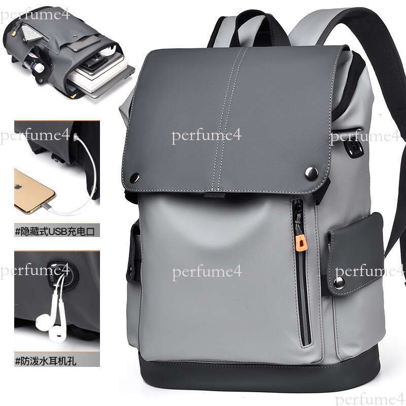 Cross-Border New Business Backpack Men's Double Shoulder Large Capacity Travel Laptop Work Functional Bag Trendy PU Leather