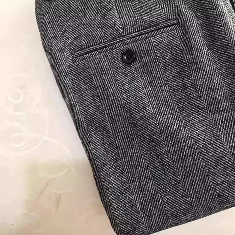 AmericanStyle Retro Tweed HighWaisted Herringbone Wool Casual StraightLeg Mens Trousers for Autumn and Winter in Large Sizes 251226