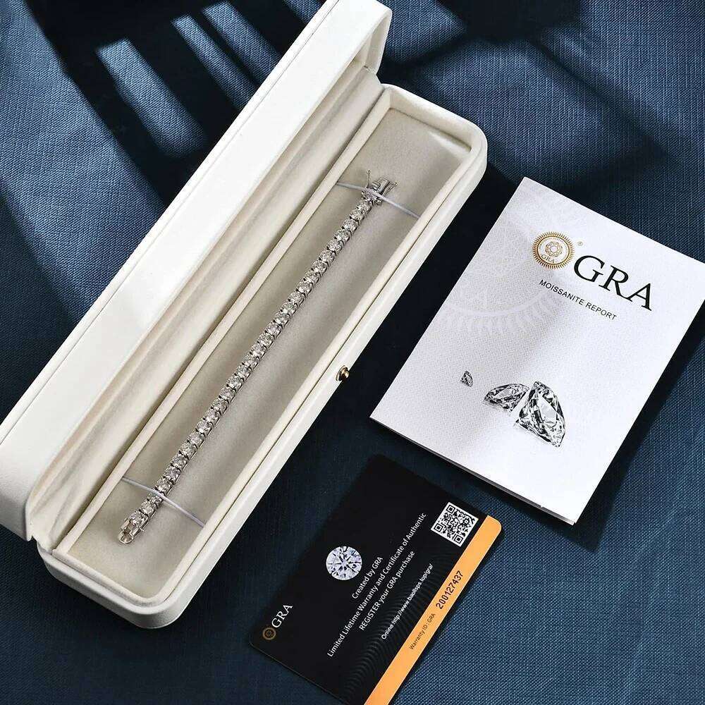 3mm 4mm Moissanite Tennis Bracelets for Women Men Sparkling Diamond GRA S925 Silver Plated White Gold Bracelet Wedding Jewelry 25T1226