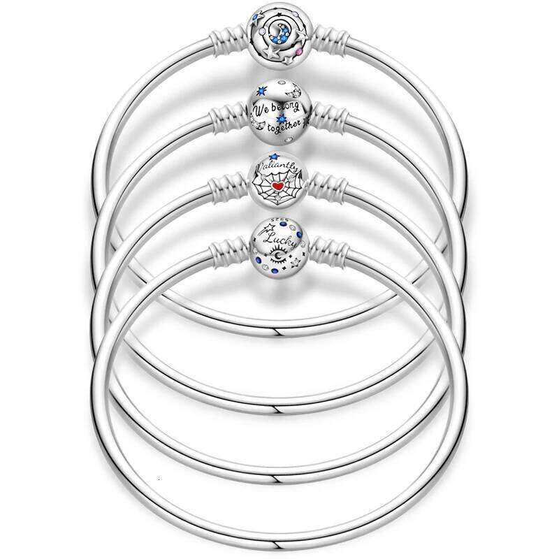 Original 17-20CM Silver 925 Star Moon Starry Trajectory Heart-Shaped Zircon Bracelets Fit DIY Charms Birthday Jewelry 25T1226