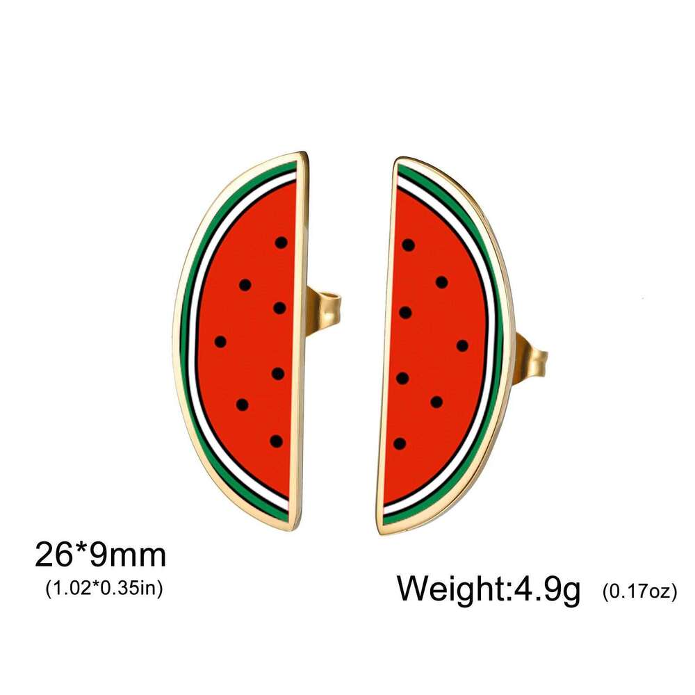 Cazador Waterproof Watermelon Stud Gold Color Stainless Steel Piercing Earrings for Women Jewelry Valentine's Gift 2025 25H1226