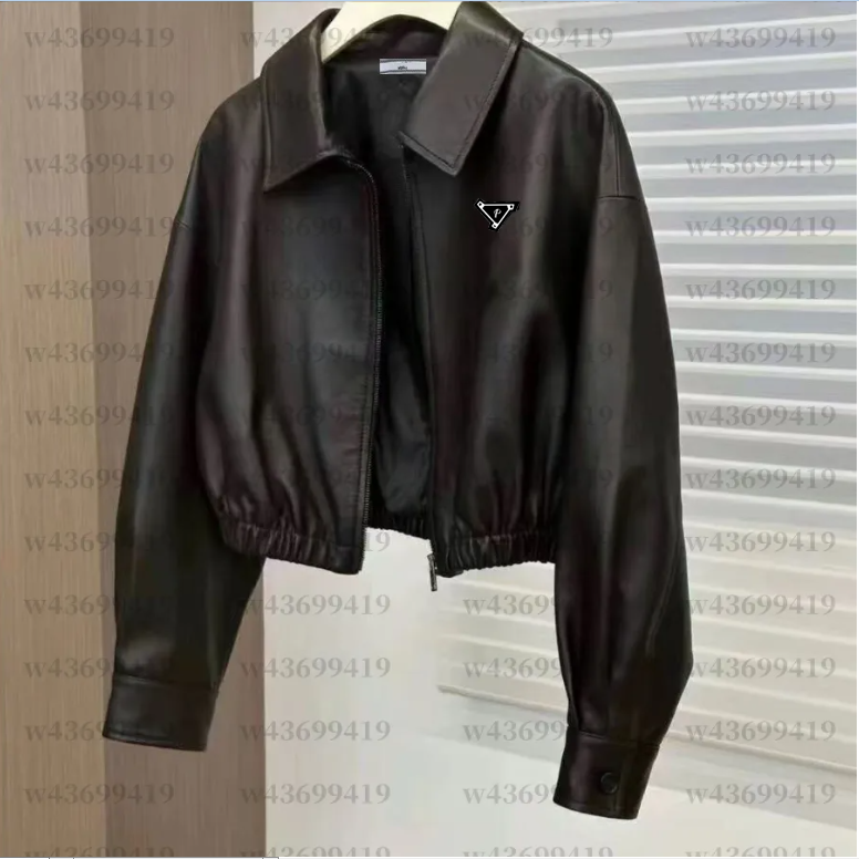 2026 new Womens black artificial PU leather jacket casual womens lapel zipper with short leather jacket retro street motorcycle jacket