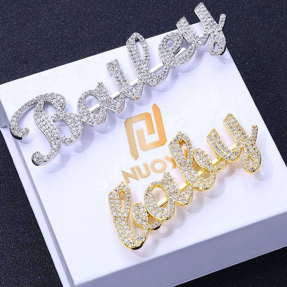 Minimalist Accent Bling White Iced Handmade Full CZ Legacy Letters Pin Brooch Women Hip Hop Jewelry Party Gift