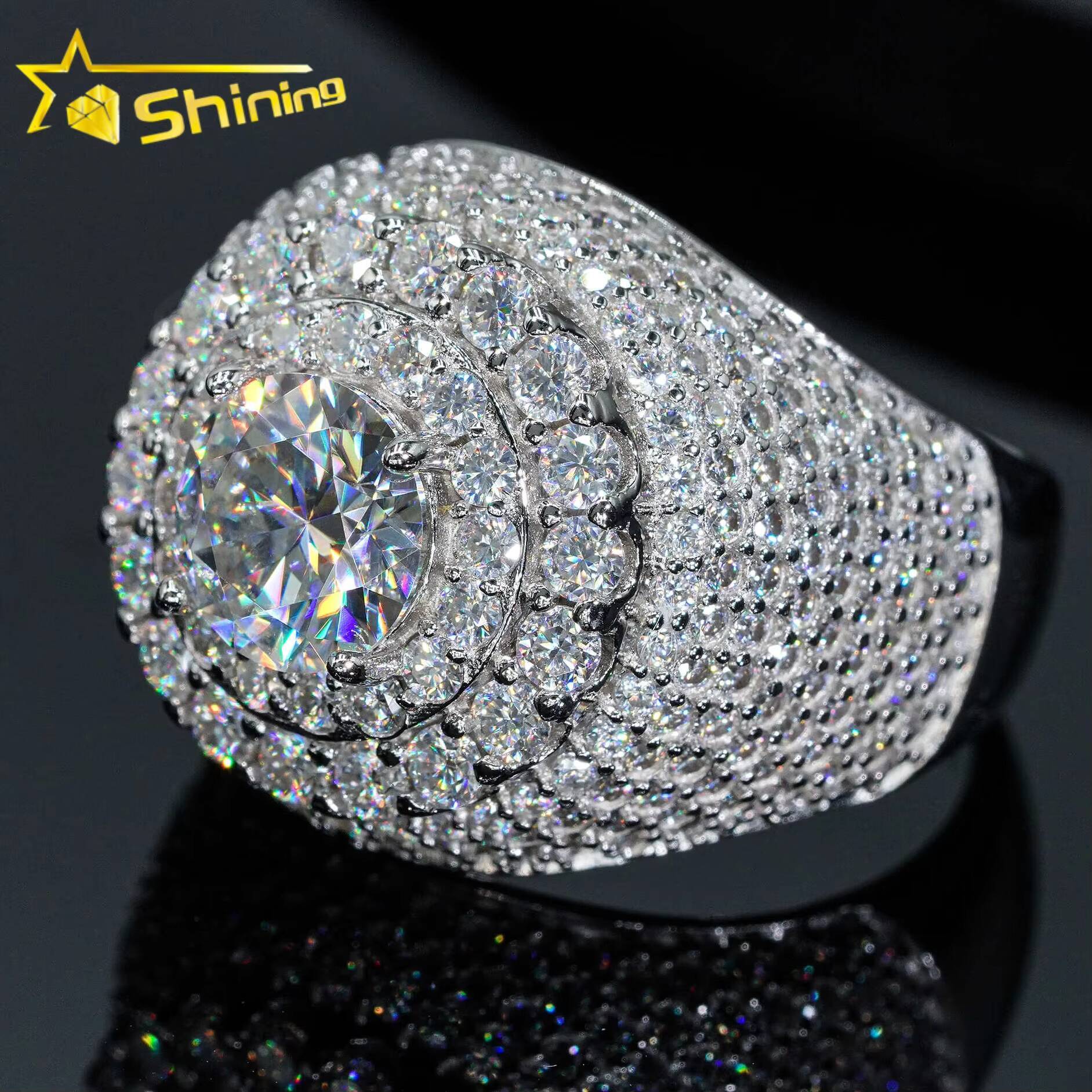 Pass Diamond Tester Iced Out Men Rings 925 Silver Fashion Moissanite Ring Hip Hop Fashion Jewelry Pinky Rings for Engagement
