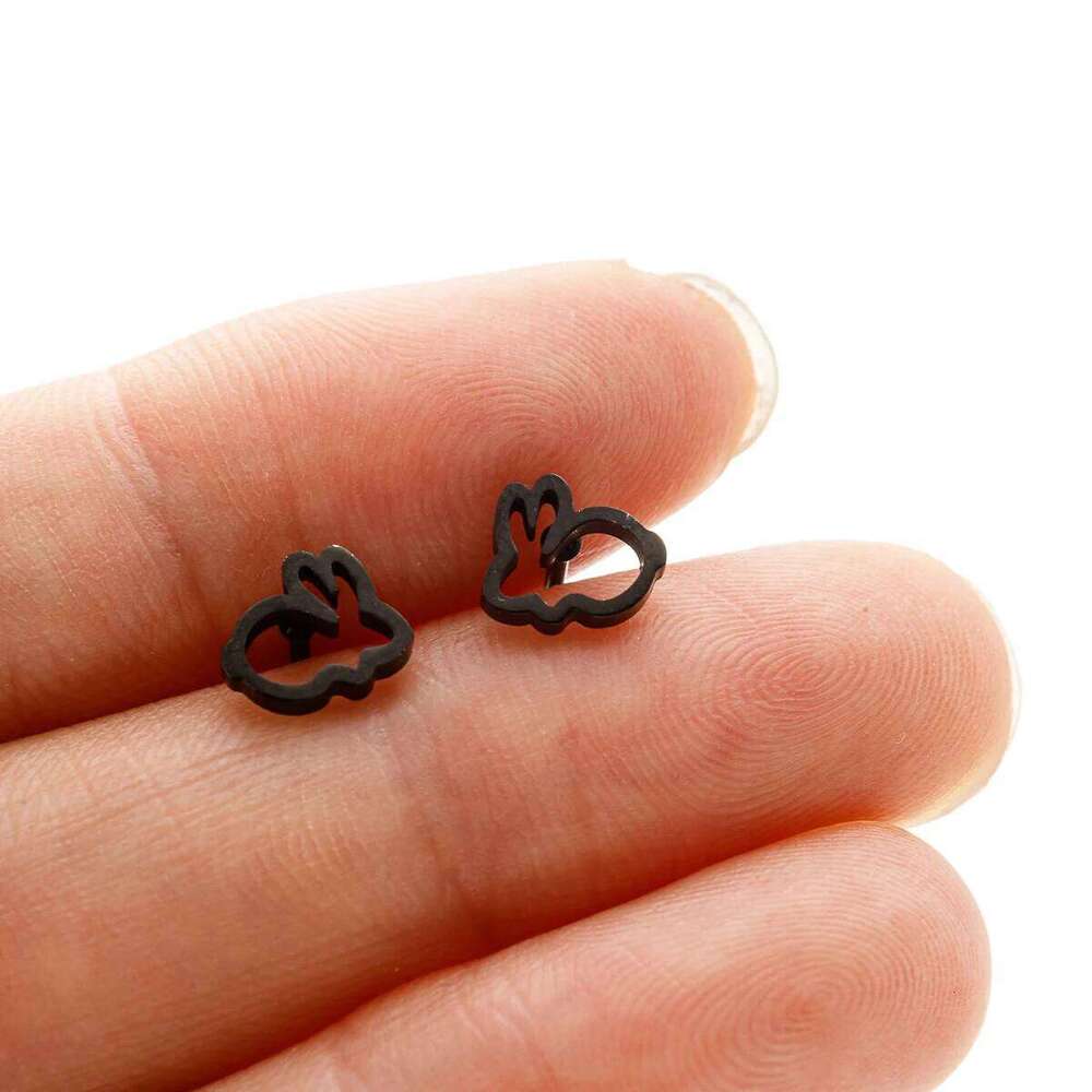 Hollow Stainless Steel Rabbit Bunny Earring For Girl Ear Fashion Jewelry Cute Animal Party Anniversary Stud Earrings 25H1226