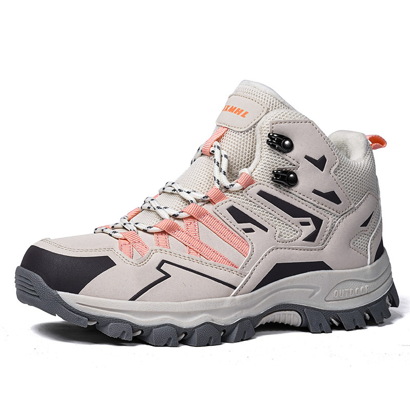 New Autumn Winter Thickened Cotton Women's Couples Mid-top Climbing Off-road Trekking Travel Sports Hiking Shoes