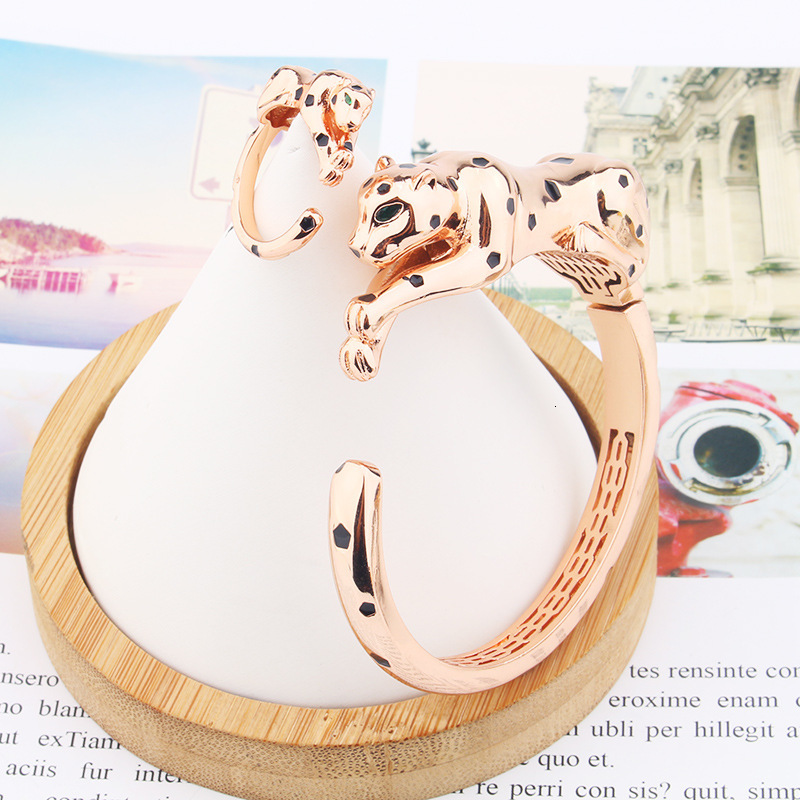 And Fashion Creative Bold Open Spot Leopard Bracelet Ring Set Smooth Resin Personalized Trendy Jewelry