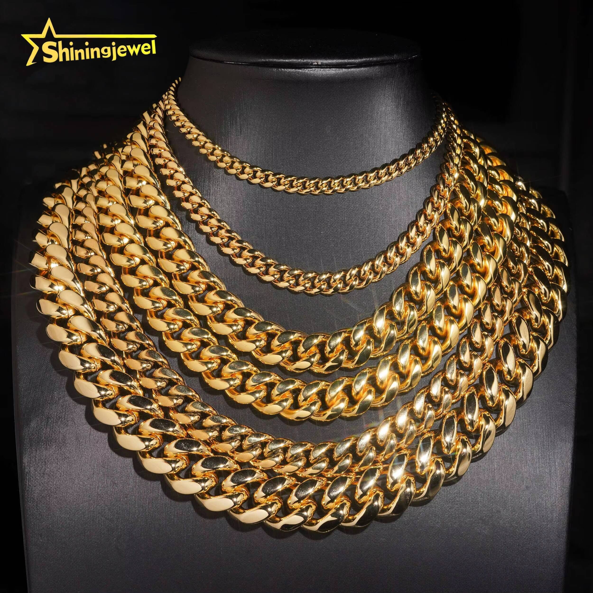 Hot Sale 316L Stainless Steel Cuban Link Chain 925 Silver VVS D Moissanite Iced Out Lock Jewelry Miami Cuban Bracelet Necklace