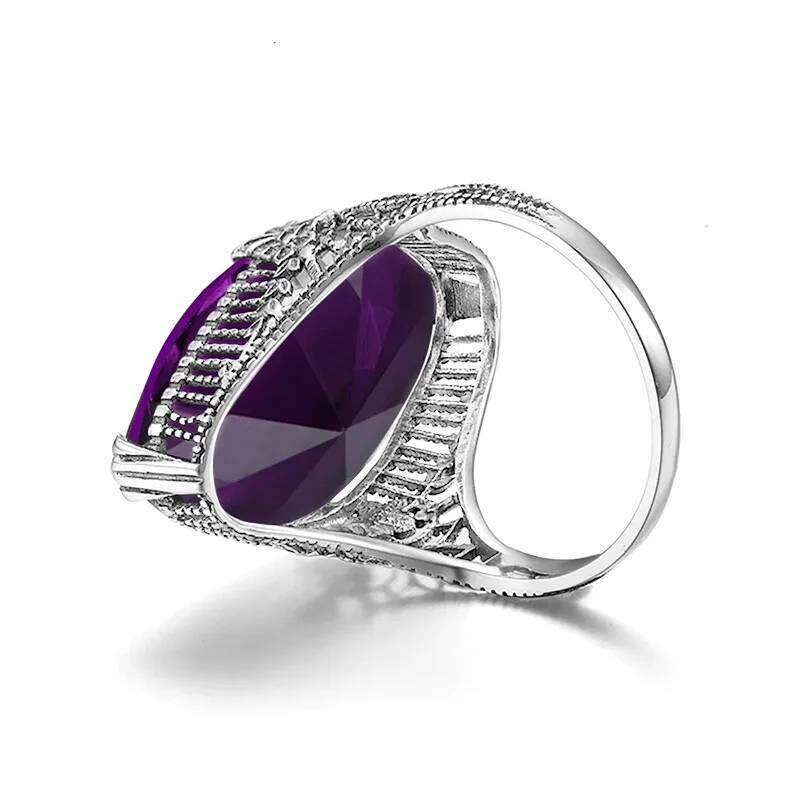 Huitan Marquise Purple Cubic Zirconia Rings for Women Unique Wedding Bands Accessories Temperament Luxury Trendy Lady Jewelry