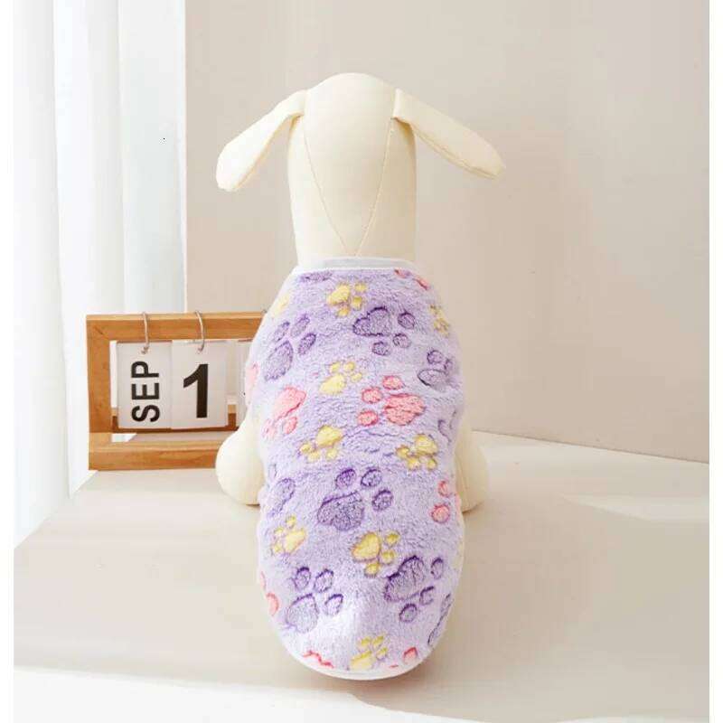 Flannel Dog Clothes for Small Medium Dogs Soft Puppy Cute Paw Print Chihuahua Coat Yorkshire Vest Pet Costume 25T1226