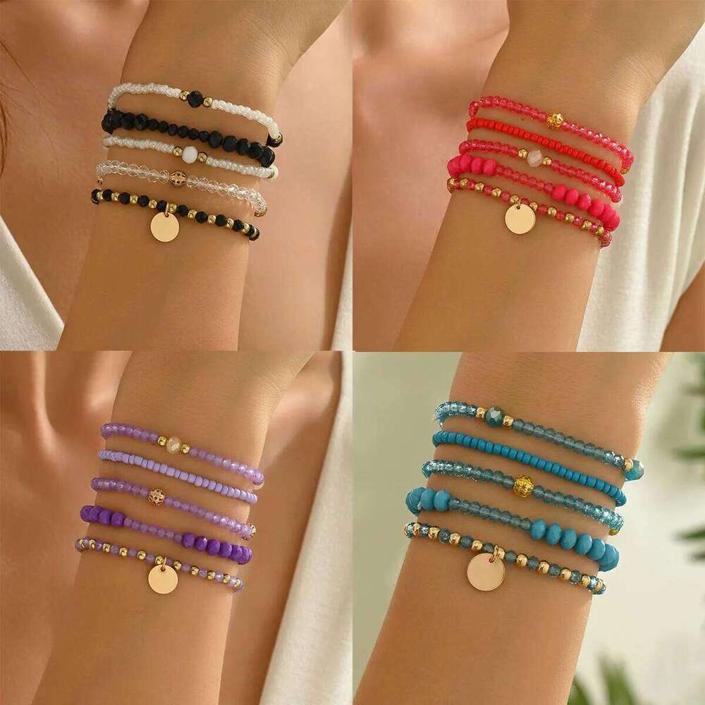 Y2K Ethnic Bohemian Beaded Bracelets Set for Women Beads Chains Stackable Wristband Girls Boho Hand Jewelry Accessoreis 25T1226