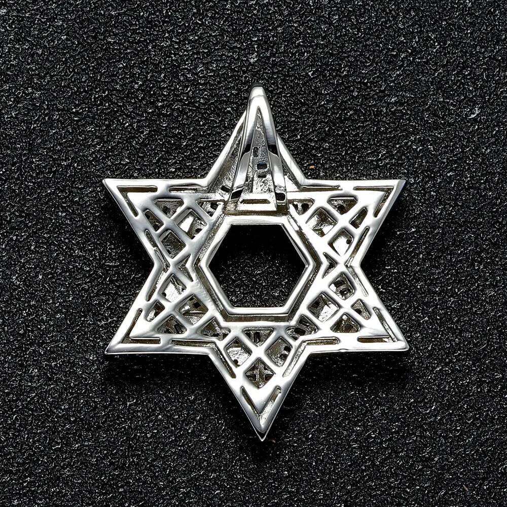 Hot Sale Hip Hop Iced Out Shiny Hexagram T Shape Zircon Stars Pendant for Men Women Street Style Jewelry