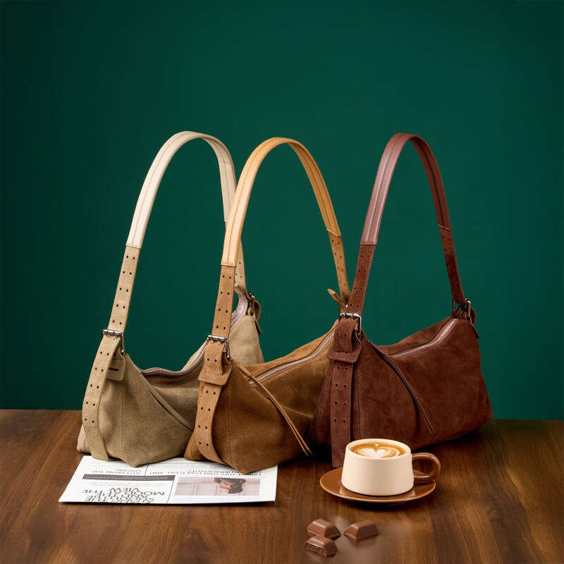 Luxury Shoulder Bags Totes Hobo Korean Wide Strap Versatile Genuine Leather Cowhide Crossbody Matte Suede Fashion Commuter High End Light Bag