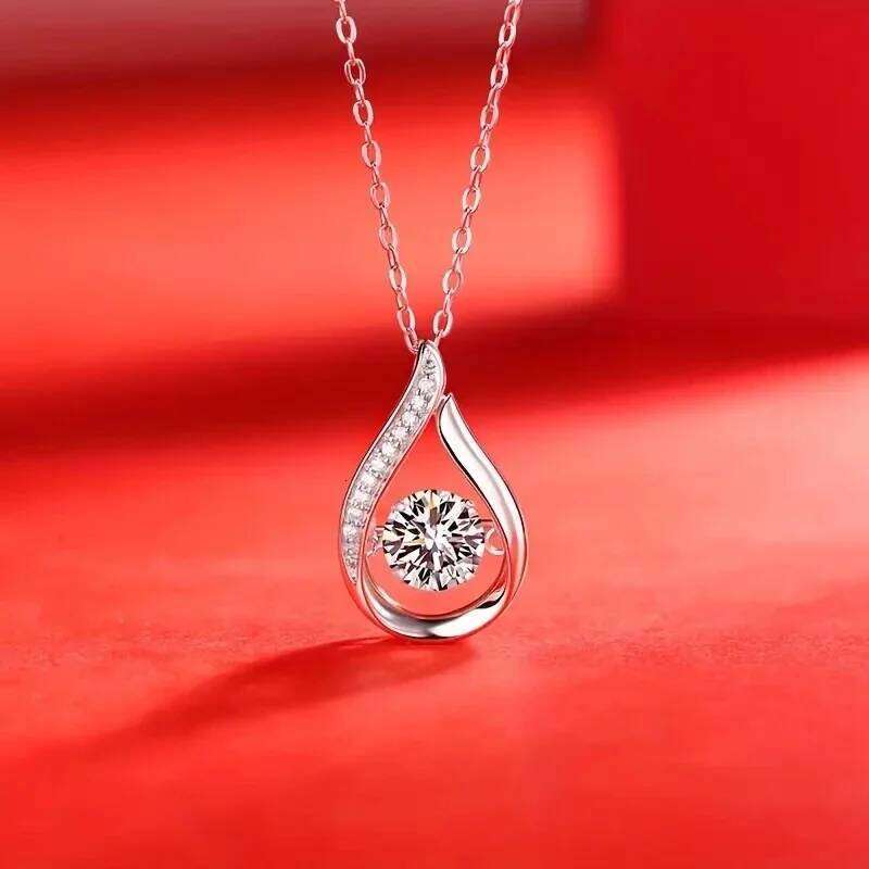 Huitan Classic Waterdrop Shaped Luxury for Women Inlaid AA Cubic Zirconia Eternity Engagement Necklace Female Jewelry