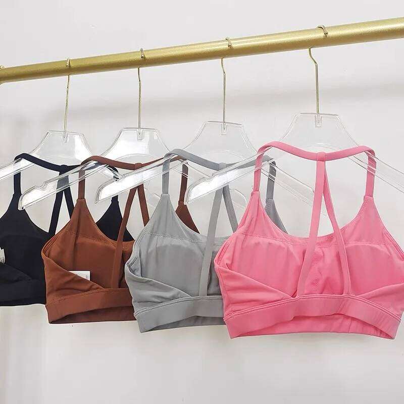 Beautiful Back Sports Underwear Women's Thin Shoulder Hanging Neck Strap Naked Feel bra Yoga Bra Fitness Training Tank 25T1226