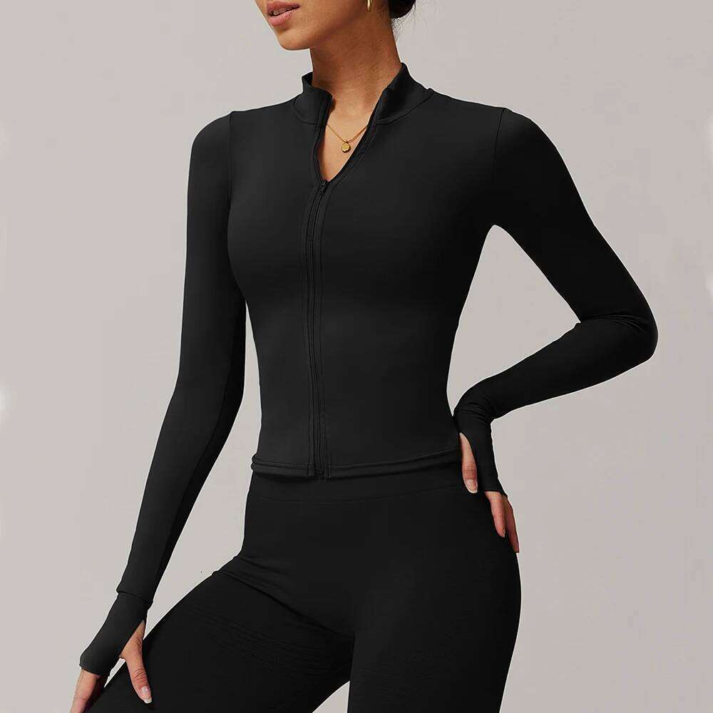 Long Sleeve Sports Jacket Women's Zip Fitness Yoga Shirt Slim Fit Gym Top Activewear Running Coats Workout Cycling Clothes 25T1226