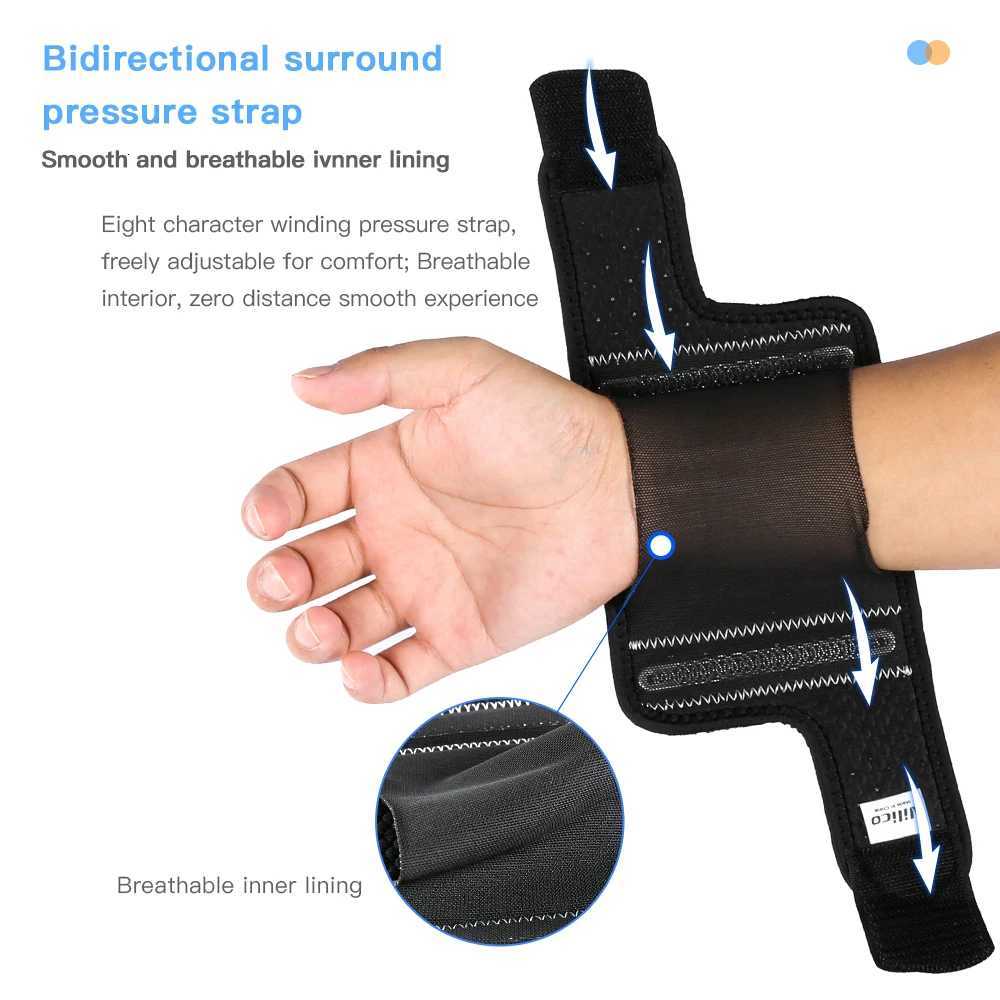 2PCS breathable inner lining wrist guard with two internal spring strips supporting adjustable wristbands with pressure bands M251226