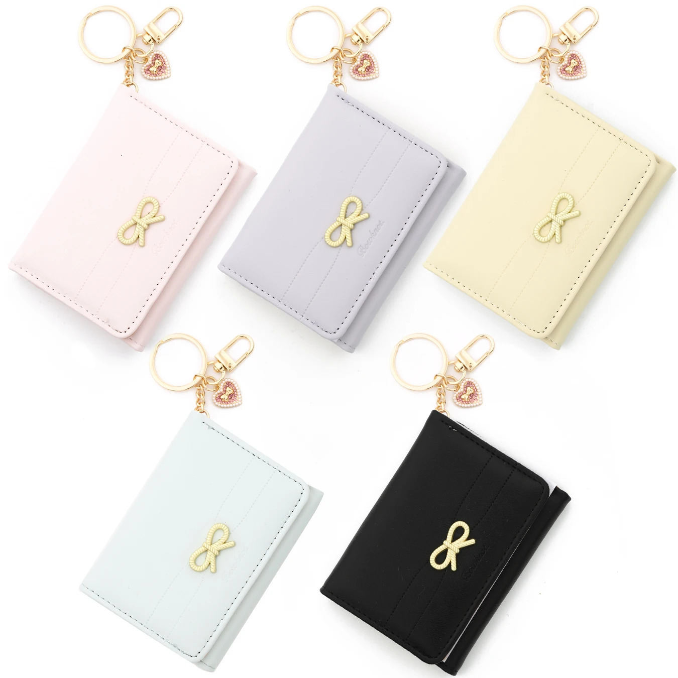 Love pendant bow card bag Leather Card Bag Wristlet Keychain Silicone Beaded Bracelet Leather Tassel Butterfly Wallet Bangle 251225