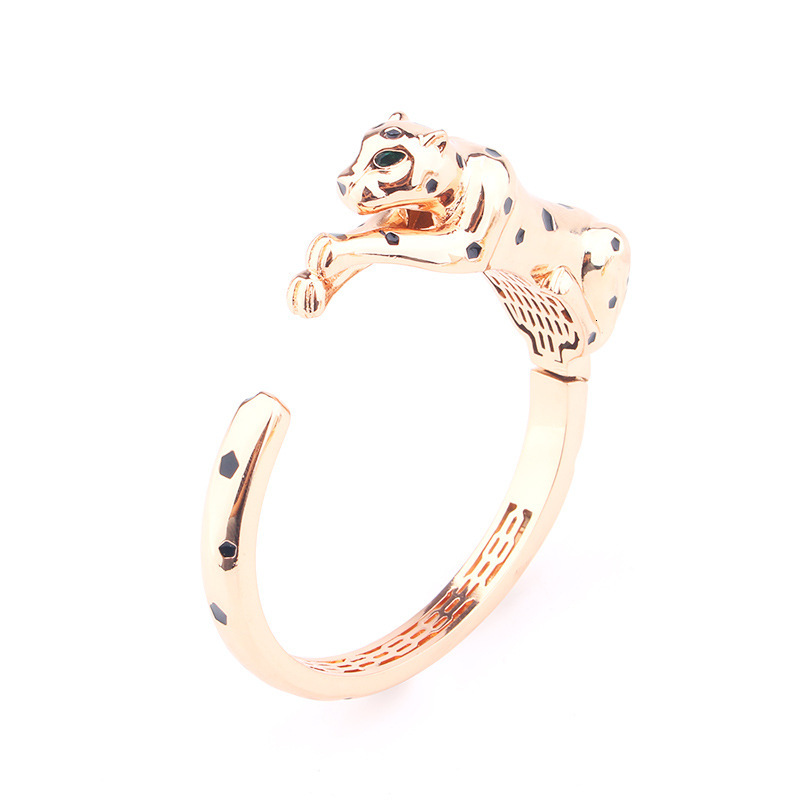 And Fashion Creative Bold Open Spot Leopard Bracelet Ring Set Smooth Resin Personalized Trendy Jewelry