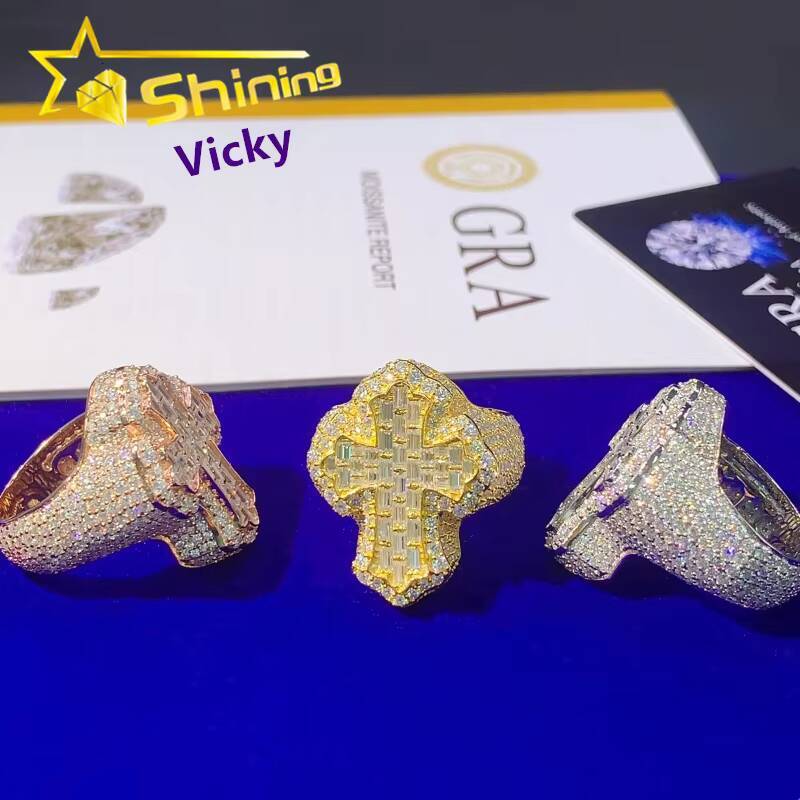 Ready to Ship Fine Hip Hop Jewelry Iced Out GRA Moissanite Diamond Ring Custom High Quality Ring for Men