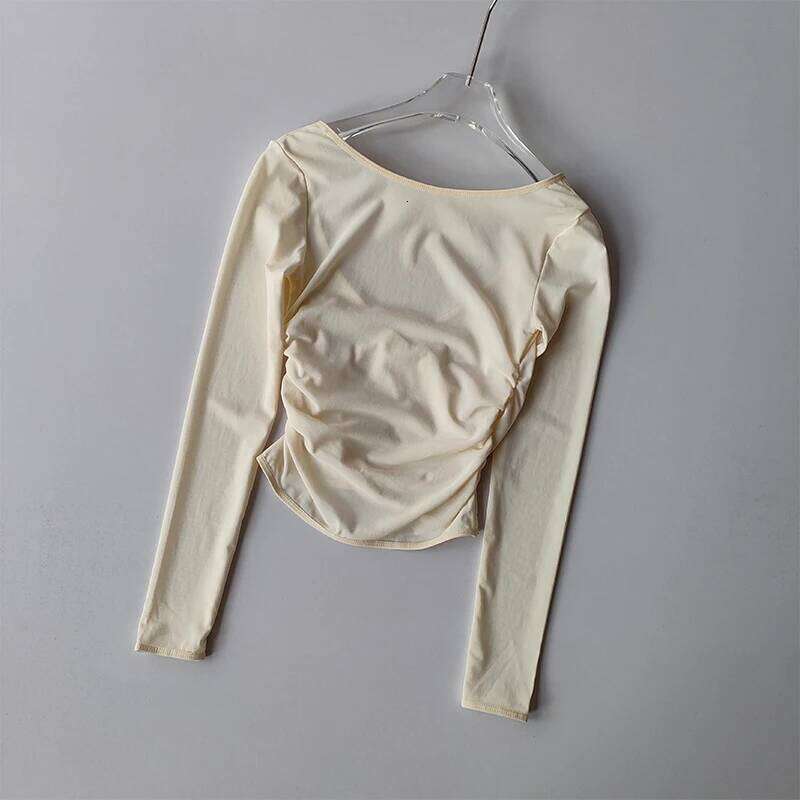 Sports T-shirt V-neck Mesh Breathable Prati Yoga Suit Cross Cover Long Sleeved Shirts Running Training Fitness Top Clothing 25T1226