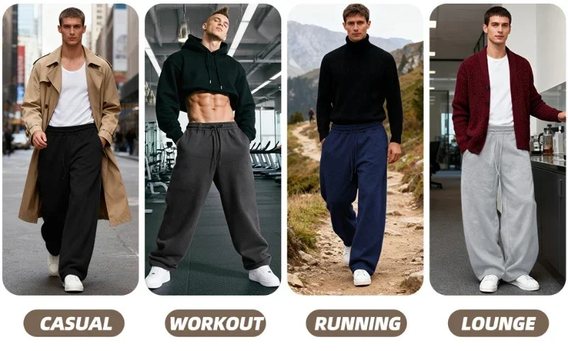 Relaxed Drawstring Sweatpants Heather Joggers Casual Lounge Pants Comfortable Elastic Waist Cotton Blend Bottoms Men Grey 251225