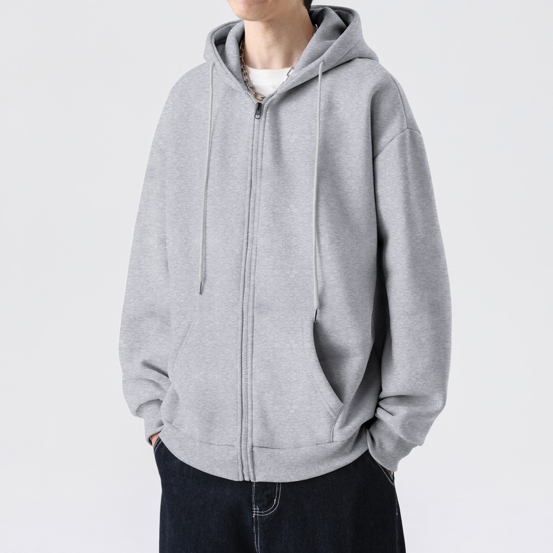 American Hoodie Jacket for Men, Fall Teenager Vintage Heavyweight Zip-Up Cardigan, Casual & Versatile Sweatshirt