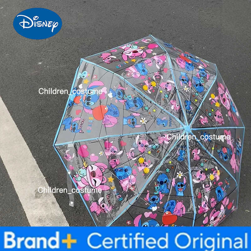 Disney Kawaii Stitch Folding Umbrella Anime Figure Cartoon Waterproof Umbrella Fashion Portable Transparent Umbrella Gift for Boy Girl H251226