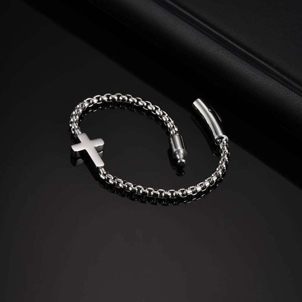 Cross Chains Link Bracelets Men Boys,Stainless Steel Ball Chain Wristband,Stylish Jewelry Gift for Dad Husband 25T1226