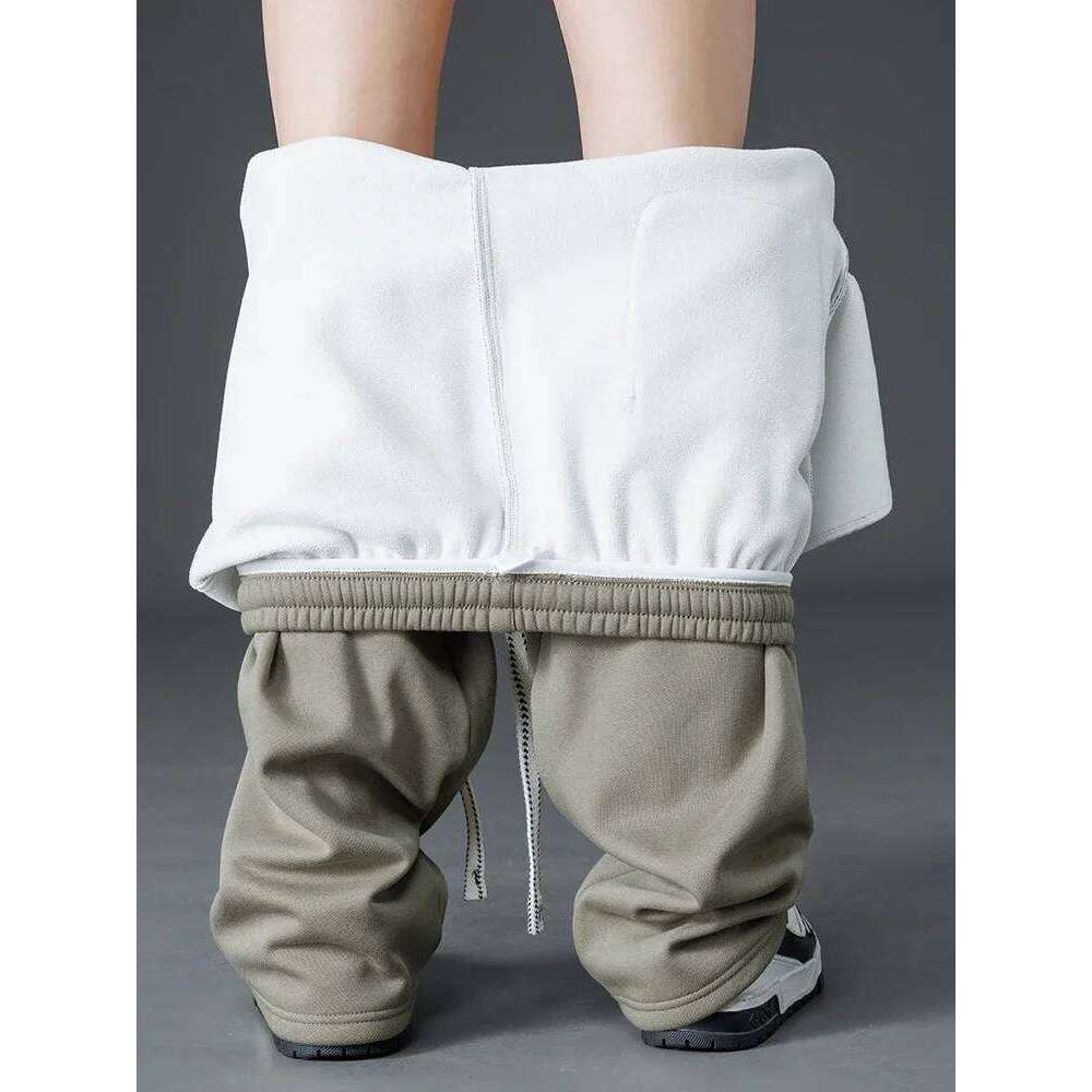 Winter Thick Warm Fleece Sweatpants Men Wide Leg Baggy Track Pants Casual Cotton Joggers Straight Thermal Trousers Big Size 8Xl