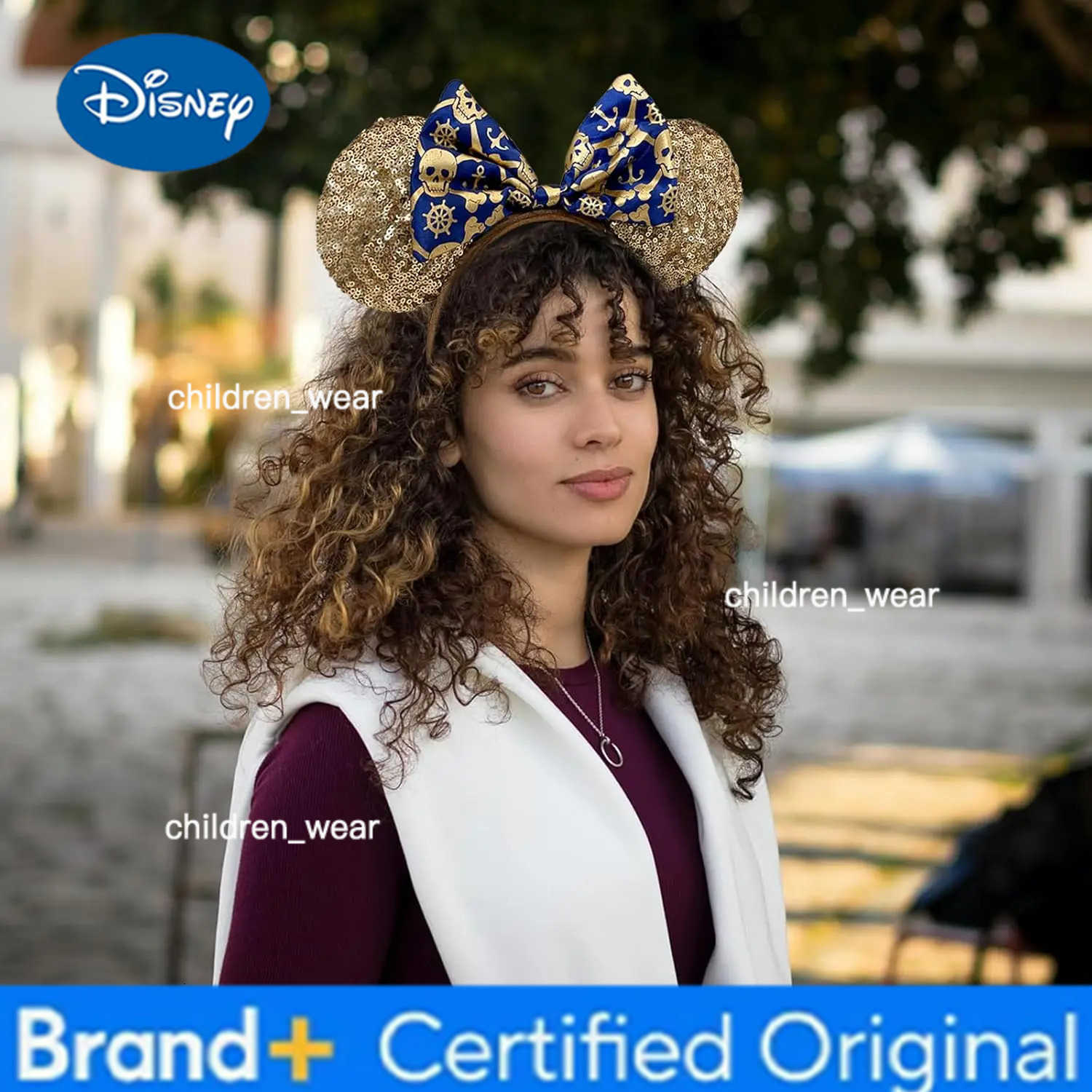 Disney Mickey Mouse Ear Headbands Gold Skull Bow Hairbands Hair Accessories Party Halloween Decoration Cosplay Costume for Women Girls H251226