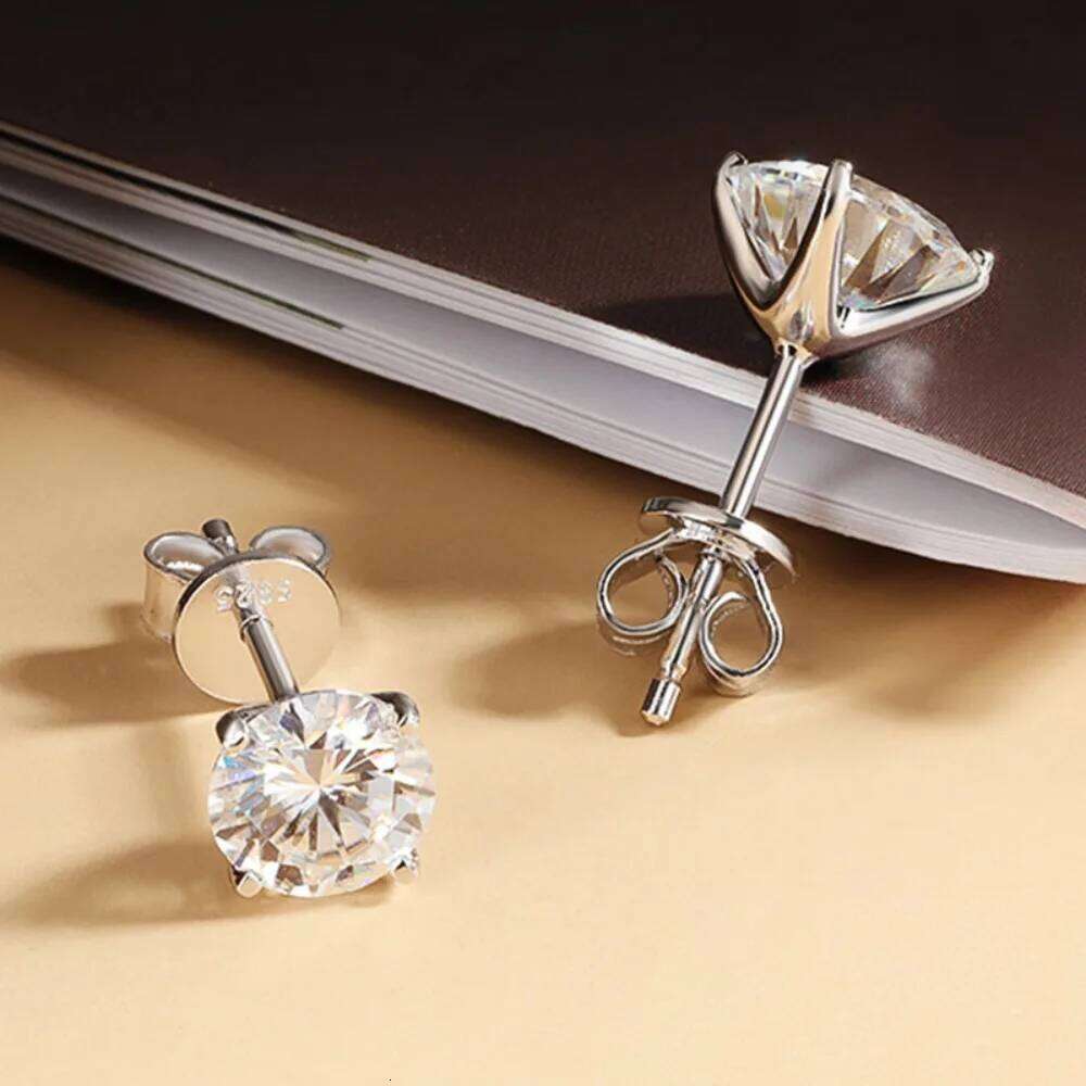 0.2-2ct Moissanite Stud Earrings for Women Man Party Wedding Sparkling 4 Claws Diamond Ear Studs 925 Sterling Silver Jewelry GRA 25H1226