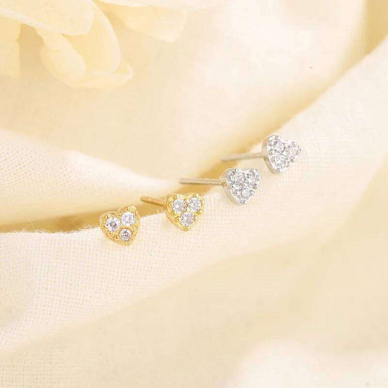 Fashion Screw Helix Piercing Heart Stud Earrings For Women Cubic Zirconia Hypoallergenic Silver Color Earring Girls Jewelry Gift 25H1226