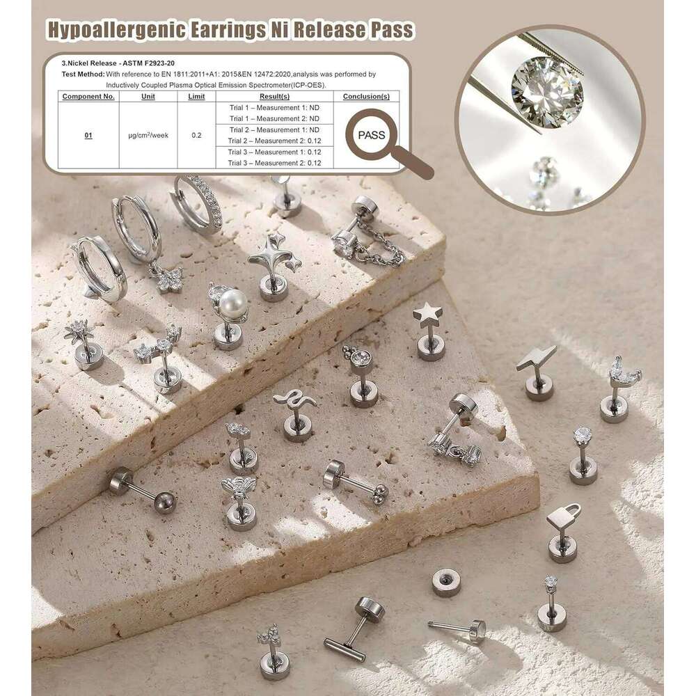 Bobisty 1pc Sensitive Ears Surgical Stainless Steel Earrings for Women Dainty Flat Back Earring Stud Hoop Cartilage 25H1226