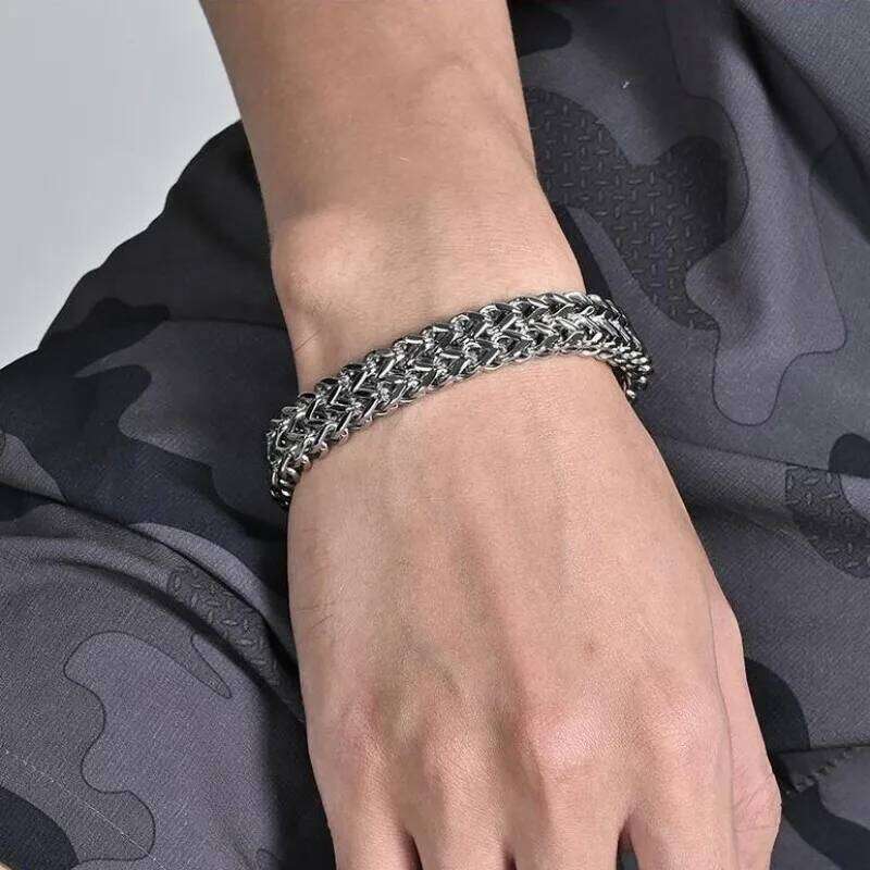 HNSP 10MM Stainless Steel Bracelet For Men Jewelry Hidden Locks Hand Chain 19/21/23CM Size Accessories 25T1226